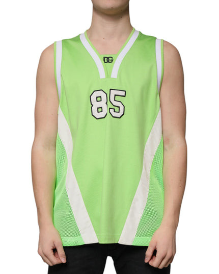 Dolce & Gabbana Green Polyester Jersey Sleeveless T-shirt