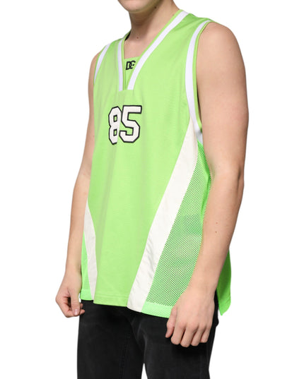 Dolce & Gabbana Green Polyester Jersey Sleeveless T-shirt