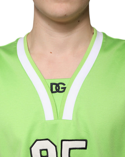 Dolce & Gabbana Green Polyester Jersey Sleeveless T-shirt