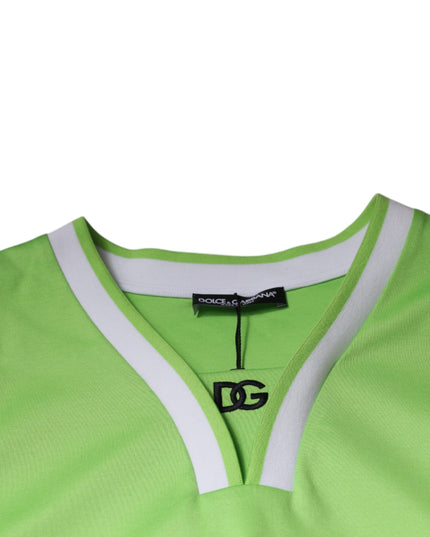 Dolce & Gabbana Green Polyester Jersey Sleeveless T-shirt