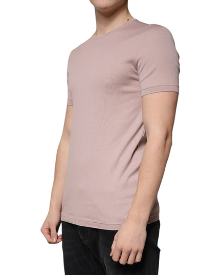 Dolce & Gabbana Brown Cotton Short Sleeves Round Neck T-shirt