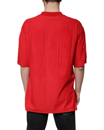 Dolce & Gabbana Red Cotton V-neck Short Sleeves T-shirt