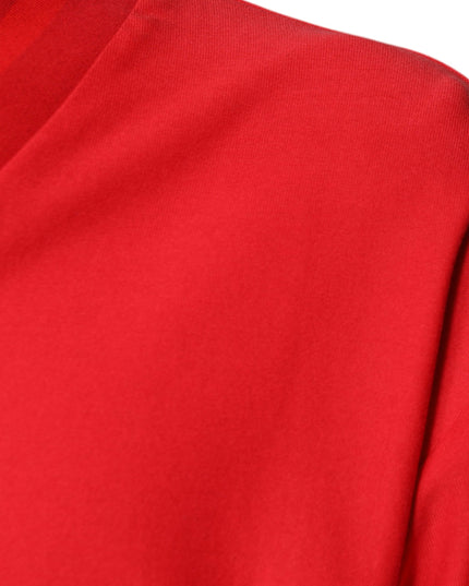 Dolce & Gabbana Red Cotton V-neck Short Sleeves T-shirt
