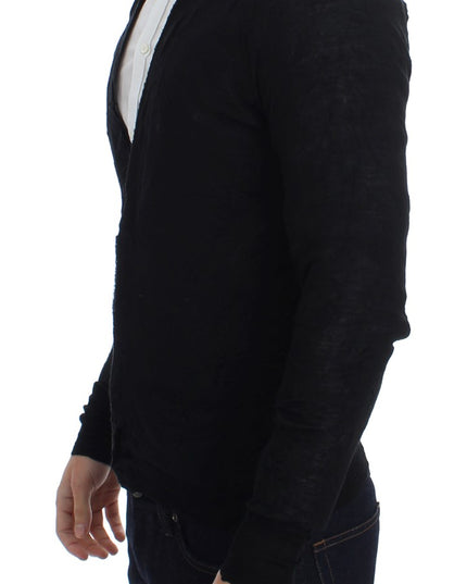 Costume National Black Fine Wool Button Cardigan