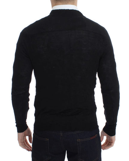 Costume National Black Fine Wool Button Cardigan