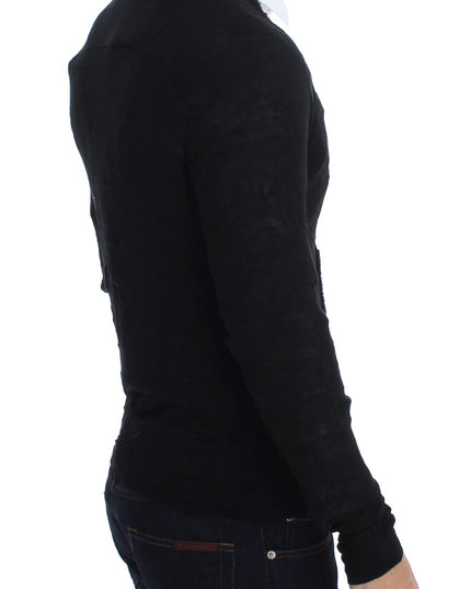 Costume National Black Fine Wool Button Cardigan