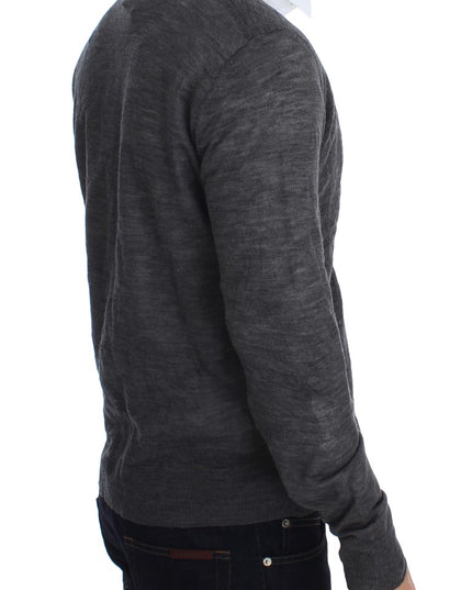 Costume National Gray Wool Button Cardigan Sweater