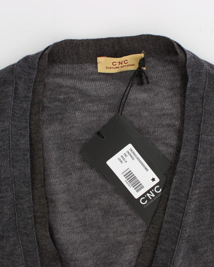 Costume National Gray Wool Button Cardigan Sweater