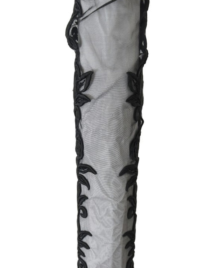 Dolce & Gabbana Black Floral Embroidered Socks Boots