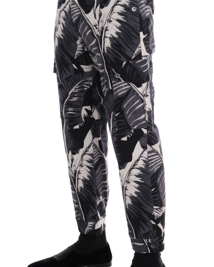 Dolce & Gabbana Gray Banana Leaf Cotton Pants