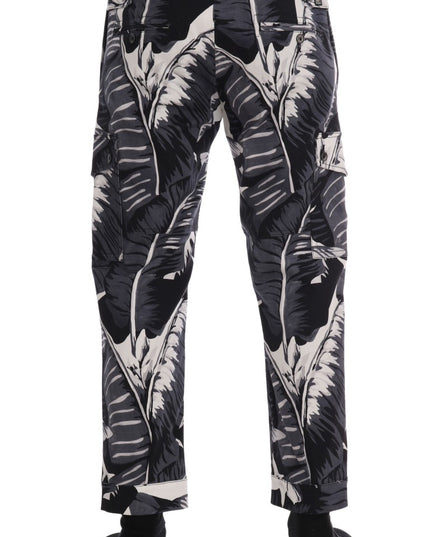 Dolce & Gabbana Gray Banana Leaf Cotton Pants