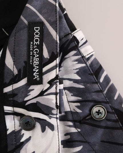 Dolce & Gabbana Gray Banana Leaf Cotton Pants