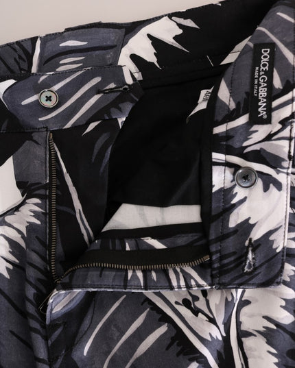 Dolce & Gabbana Gray Banana Leaf Cotton Pants