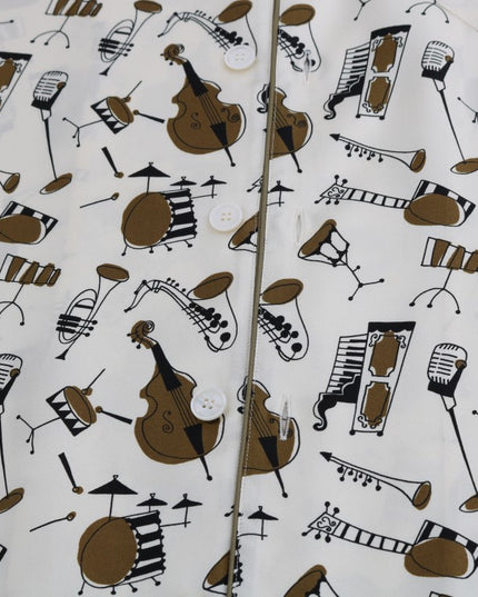 Dolce & Gabbana White Silk JAZZ Motive Print Shirt