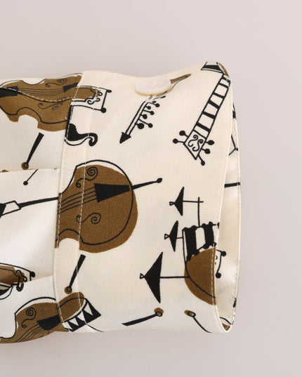 Dolce & Gabbana White Silk JAZZ Motive Print Shirt