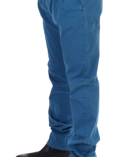 GF Ferre Blue Cotton Straight Fit Chinos