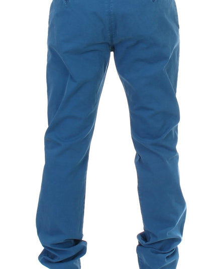GF Ferre Blue Cotton Straight Fit Chinos
