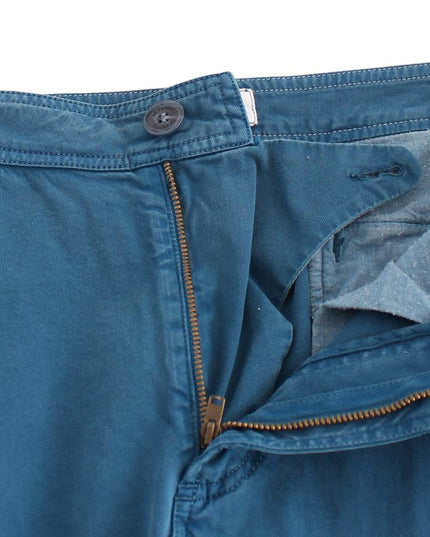 GF Ferre Blue Cotton Straight Fit Chinos