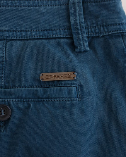 GF Ferre Blue Cotton Straight Fit Chinos