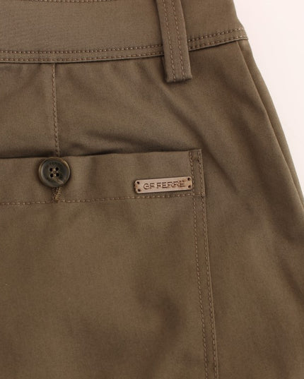 GF Ferre Green Cotton Stretch Comfort Fit Pants