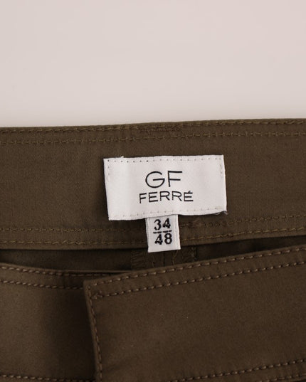 GF Ferre Green Cotton Stretch Comfort Fit Pants