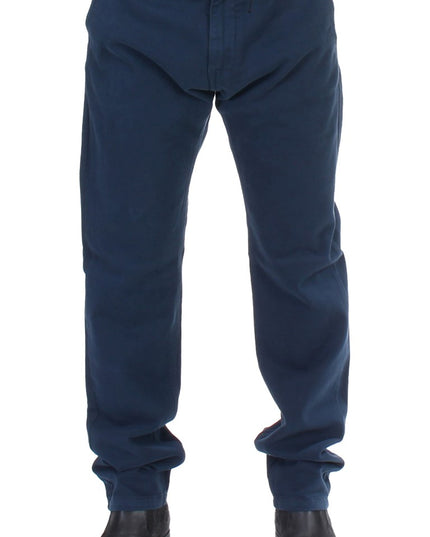 GF Ferre Blue Stretch Straight Fit Pants Chinos