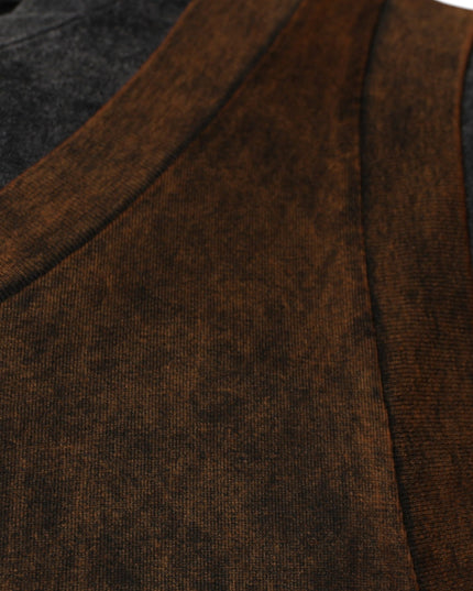 Dolce & Gabbana Brown Cotton Round Neck Sleeveless T-shirt