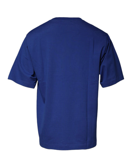 Dolce & Gabbana Blue Logo Print Cotton Men Crew Neck T-shirt
