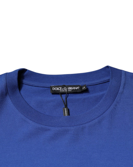 Dolce & Gabbana Blue Logo Print Cotton Men Crew Neck T-shirt