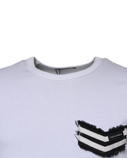Dolce & Gabbana White Stripes Crew Neck Short Sleeves T-shirt
