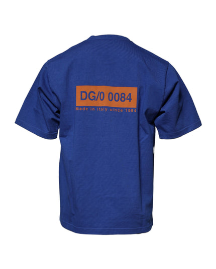 Dolce & Gabbana Blue Graphic Print Cotton Crew Neck T-shirt
