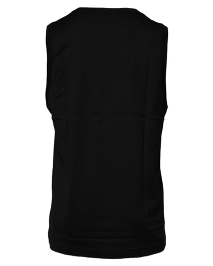 Dolce & Gabbana Black Cotton Round Neck Sleeveless T-shirt