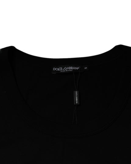 Dolce & Gabbana Black Cotton Round Neck Sleeveless T-shirt