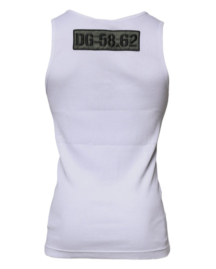 Dolce & Gabbana White Cotton Round Neck Sleeveless T-shirt