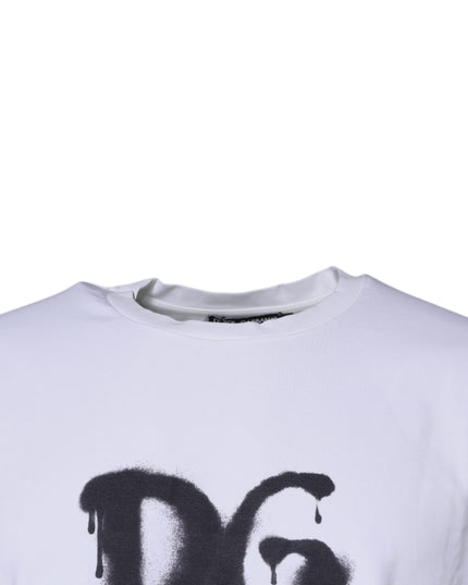 Dolce & Gabbana White DG Logo Cotton Crew Neck T-shirt