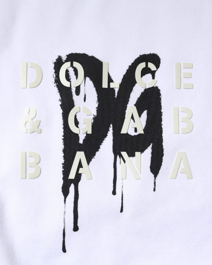 Dolce & Gabbana White DG Logo Cotton Crew Neck T-shirt