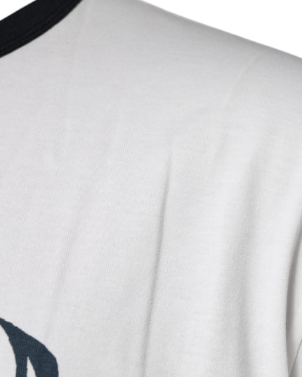 Dolce & Gabbana White Graphic Print Cotton Crew Neck T-shirt