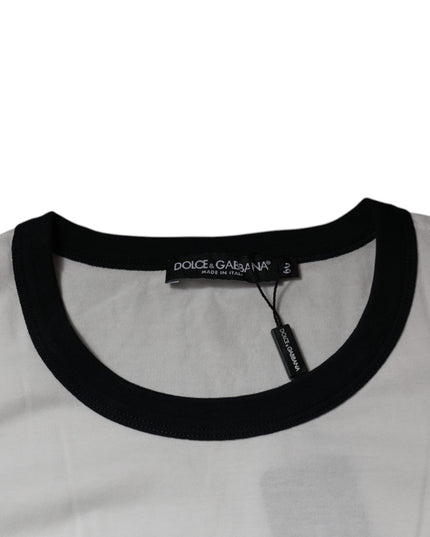 Dolce & Gabbana White Graphic Print Cotton Crew Neck T-shirt