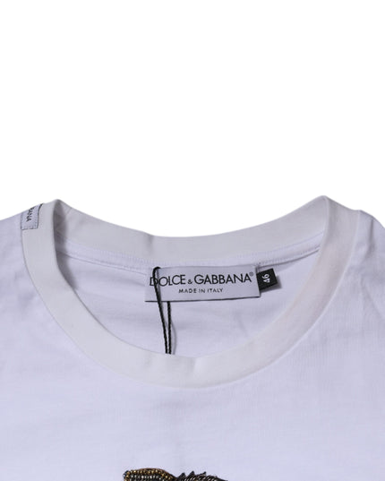 Dolce & Gabbana White DG Logo Cotton Crew Neck T-shirt