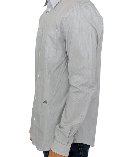 GF Ferre Gray Striped Cotton Casual Shirt
