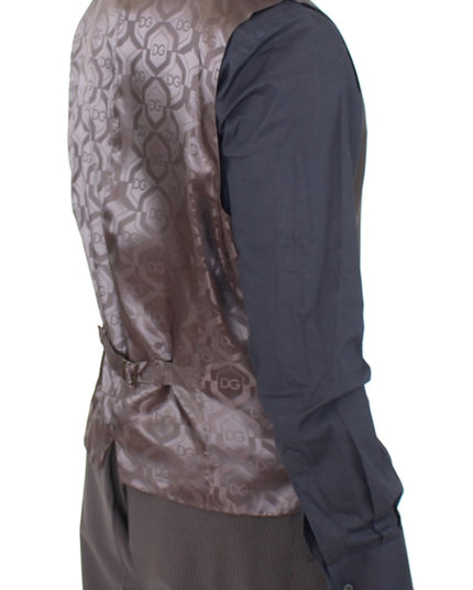 Dolce & Gabbana Brown Striped Stretch Dress Vest