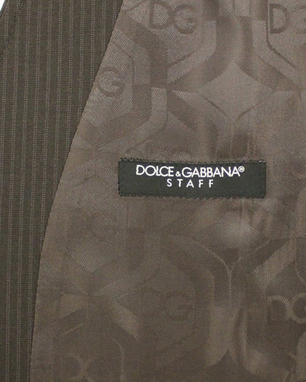 Dolce & Gabbana Brown Striped Stretch Dress Vest