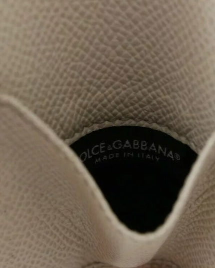 Dolce & Gabbana White Dauphine Leather Condom Case Holder Pocket Wallet