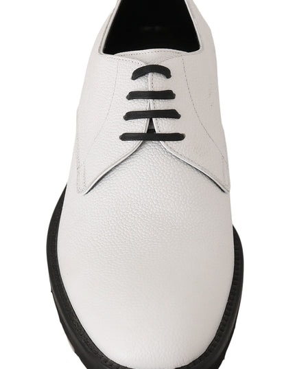 Dolce & Gabbana White Leather Derby Dress Formal Shoes