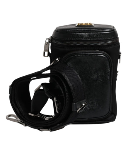Dolce & Gabbana Black Leather Logo Purse Crossbody Camera Bag
