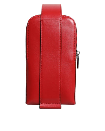 Dolce & Gabbana Red Leather Logo Zip Around Card Holder Wide Strap Wallet (Copy)