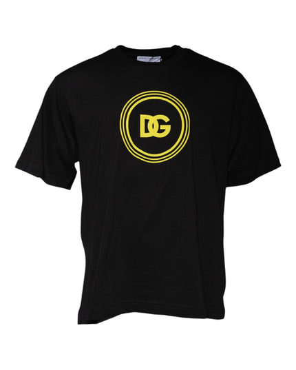 Dolce & Gabbana Black Logo Print Cotton Crew Neck T-shirt