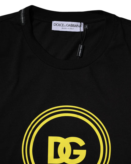 Dolce & Gabbana Black Logo Print Cotton Crew Neck T-shirt