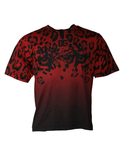 Dolce & Gabbana Red Leopard Cotton Short Sleeves T-shirt