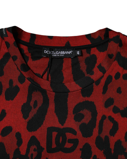 Dolce & Gabbana Red Leopard Cotton Short Sleeves T-shirt